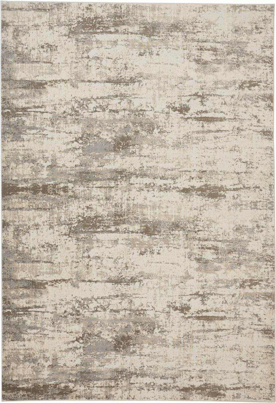 Abstract Area Rug - Ivory And Brown - 8' X 10'