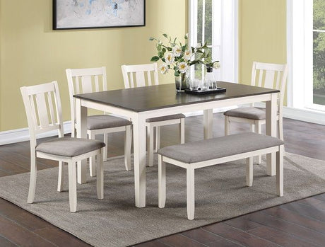 Rowan - 6 Piece Dinette Set With Bench - White by Crown Mark | Bel Furniture