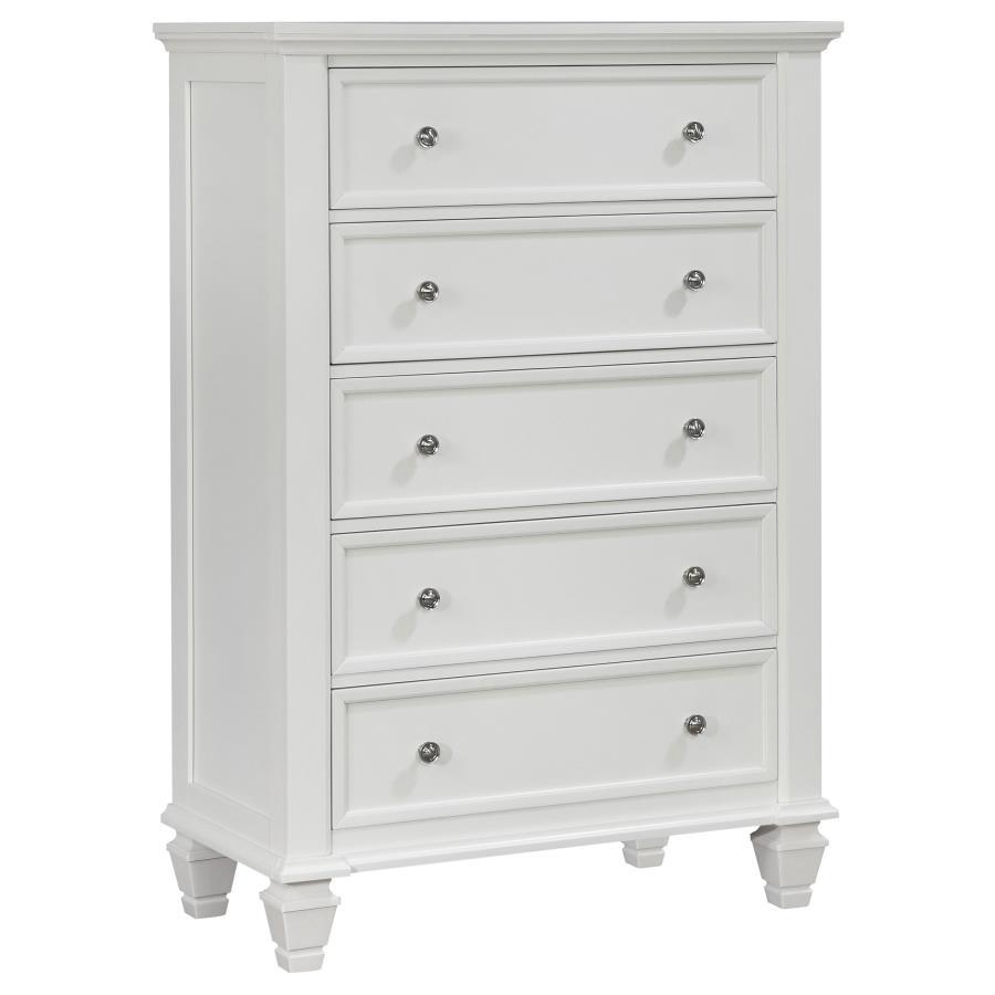 Sandy Beach - 5-drawer Chest White by CoasterEssence | Bel Furniture