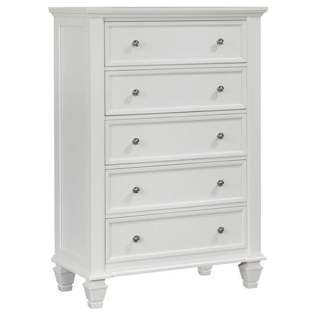 Sandy Beach - 5-drawer Chest White by CoasterEssence | Bel Furniture