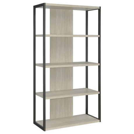 Loomis - 72" 4-Shelf Bookshelf - Whitewashed Gray by CoasterEssence | Bel Furniture
