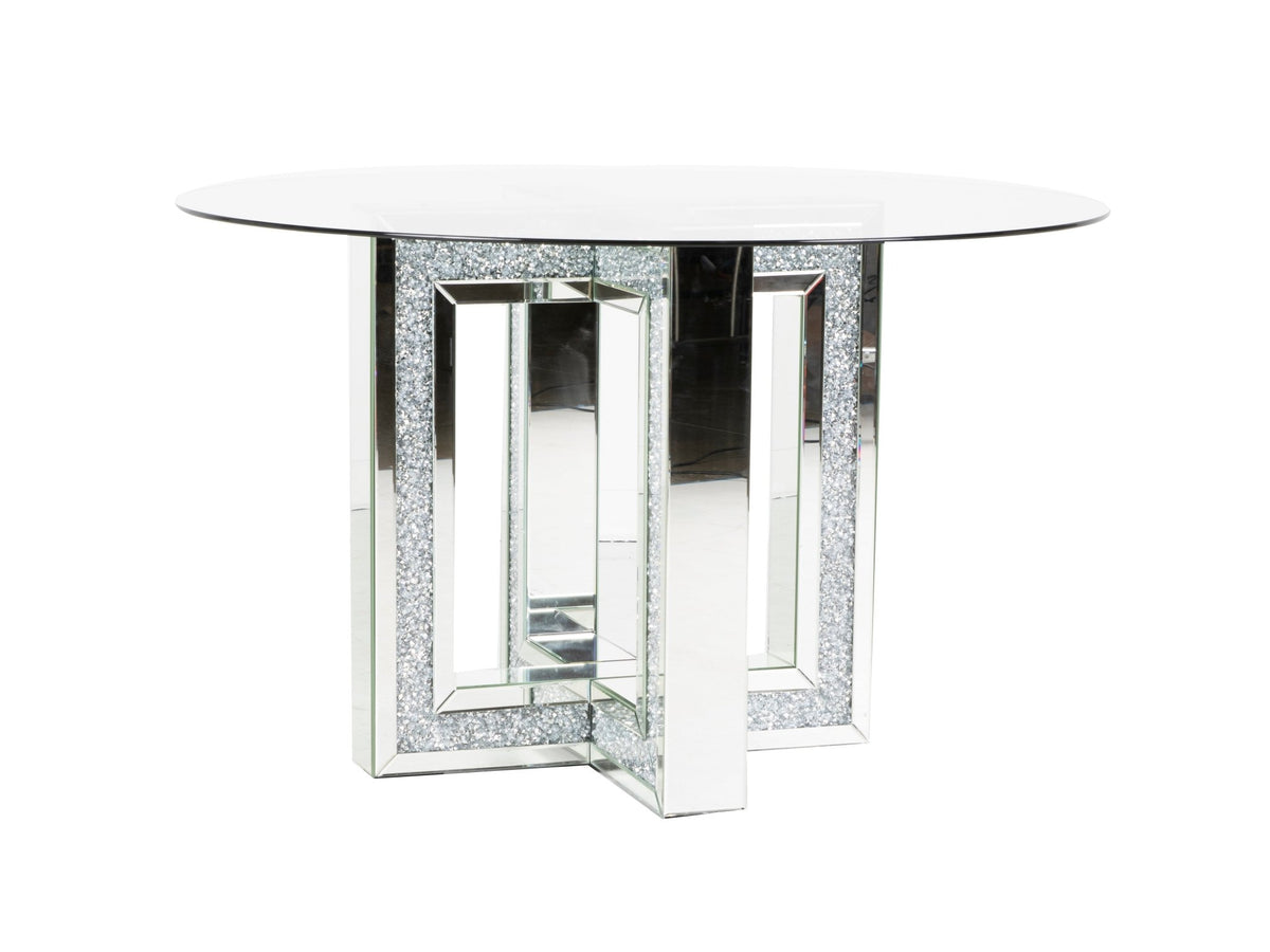 MIRRORED ROUND ACCENT TABLE by Mollai Collections | Bel Furniture