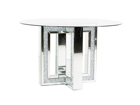 MIRRORED ROUND ACCENT TABLE by Mollai Collections | Bel Furniture