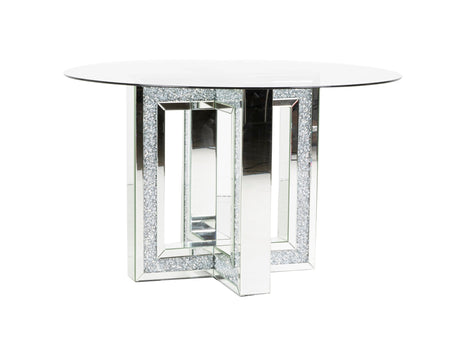 MIRRORED ROUND ACCENT TABLE by Mollai Collections | Bel Furniture