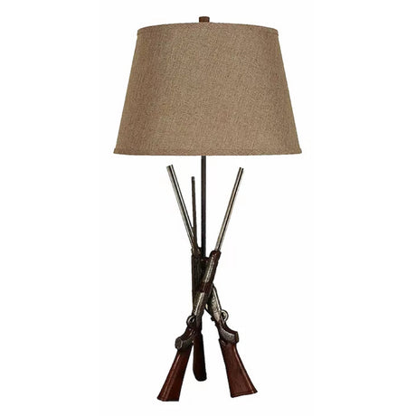 Rifle Table Lamp In Silver & Wood Finish Set of 2 by Lamps Per Se | Bel Furniture