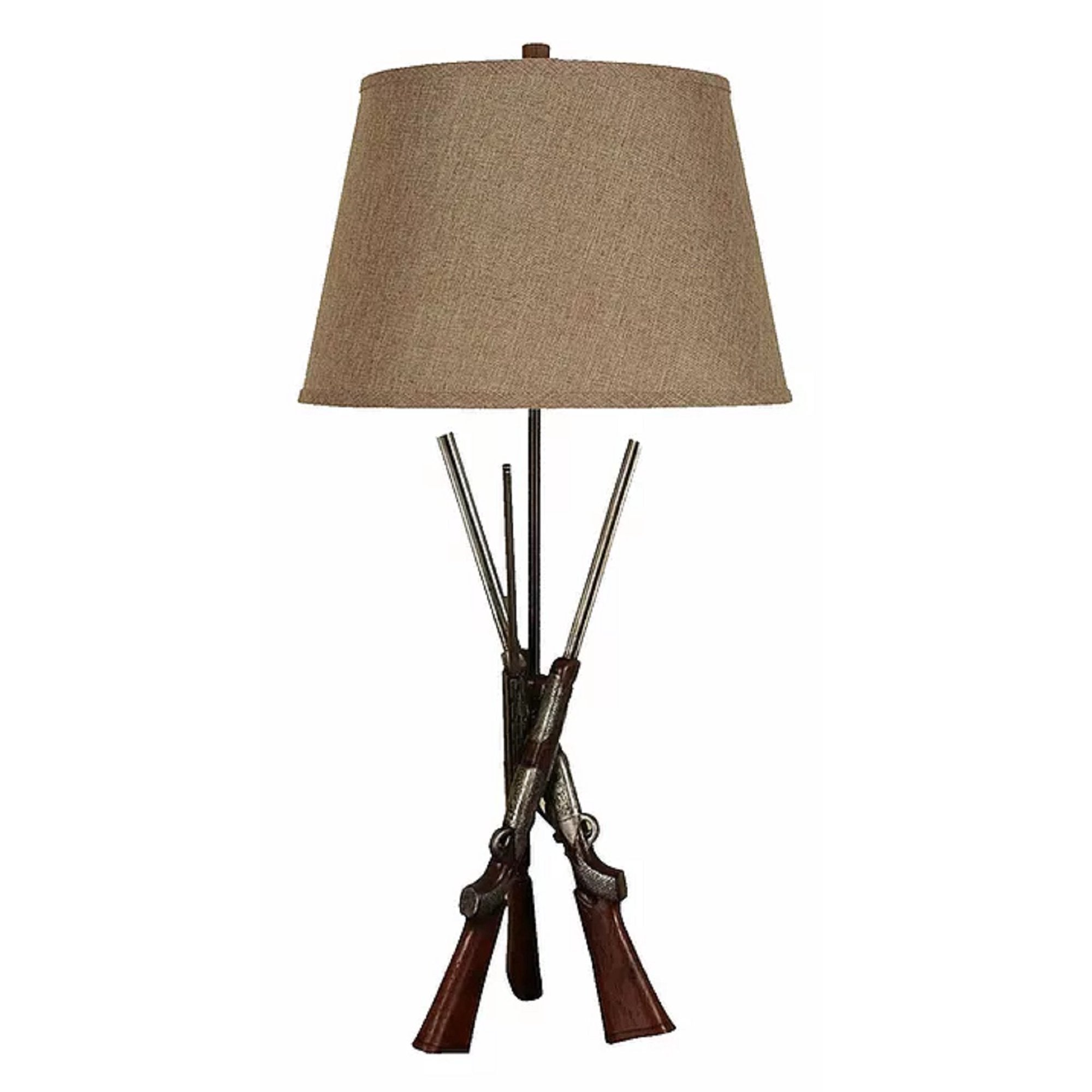 Rifle Table Lamp In Silver & Wood Finish Set of 2 - BEL Furniture