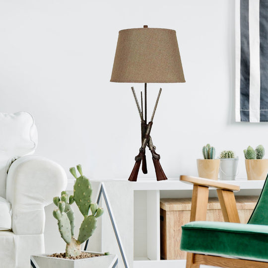 Rifle Table Lamp In Silver & Wood Finish Set of 2 by Lamps Per Se | Bel Furniture