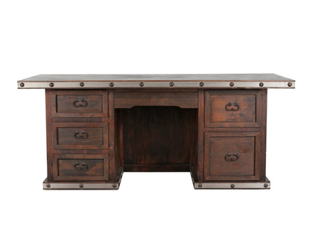 HACIENDA RUSTIC NAIL HEAD DESK by Mollai Collections | Bel Furniture