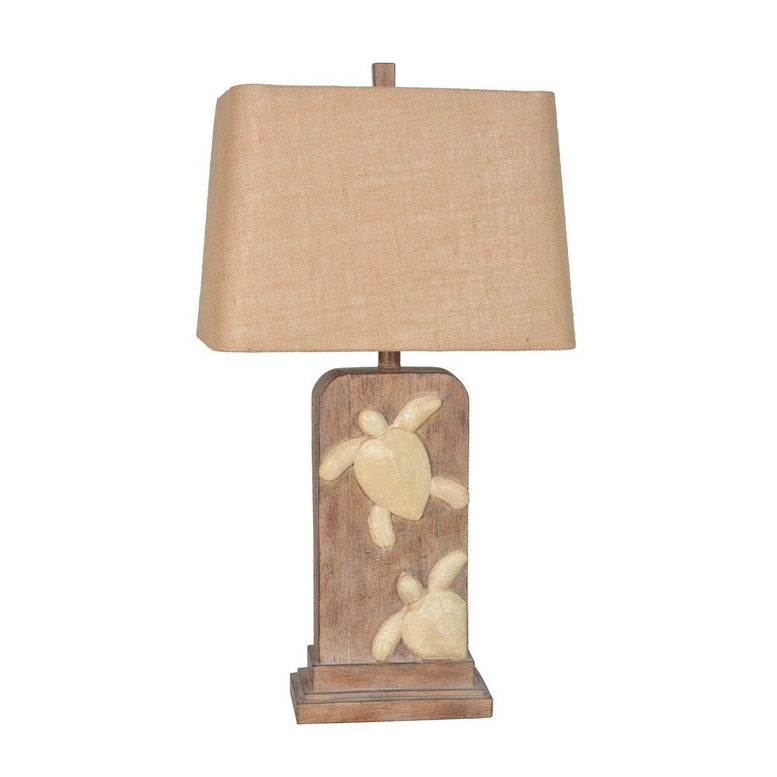 Turtle Table Lamps With Shades, Set of 2, Washed Sand and White - BEL Furniture