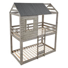 Twin over Twin House Bunk Bed with Dark Gray Roof